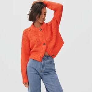 Everlane the Lofty Knit cardigan in red amber
